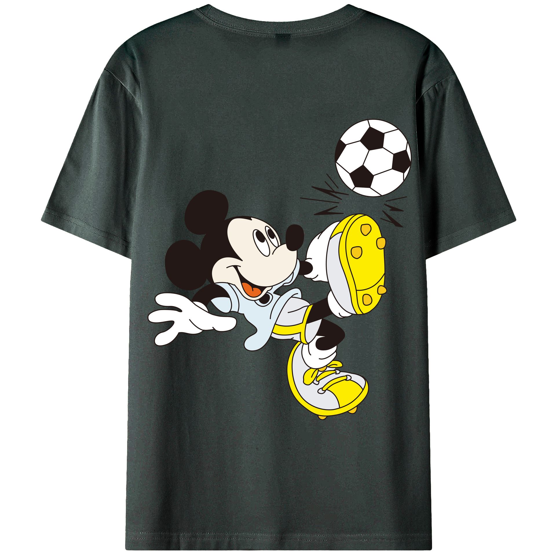ミッキーマウス Mickey Mouse 綿100％ メンズ半袖Tシャツ（バックプリント） 通気性